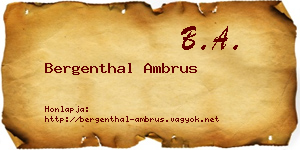 Bergenthal Ambrus névjegykártya